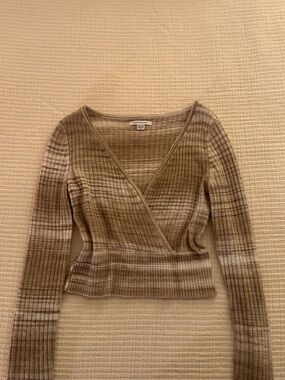 Ribbed Wrap-Style Knit Top